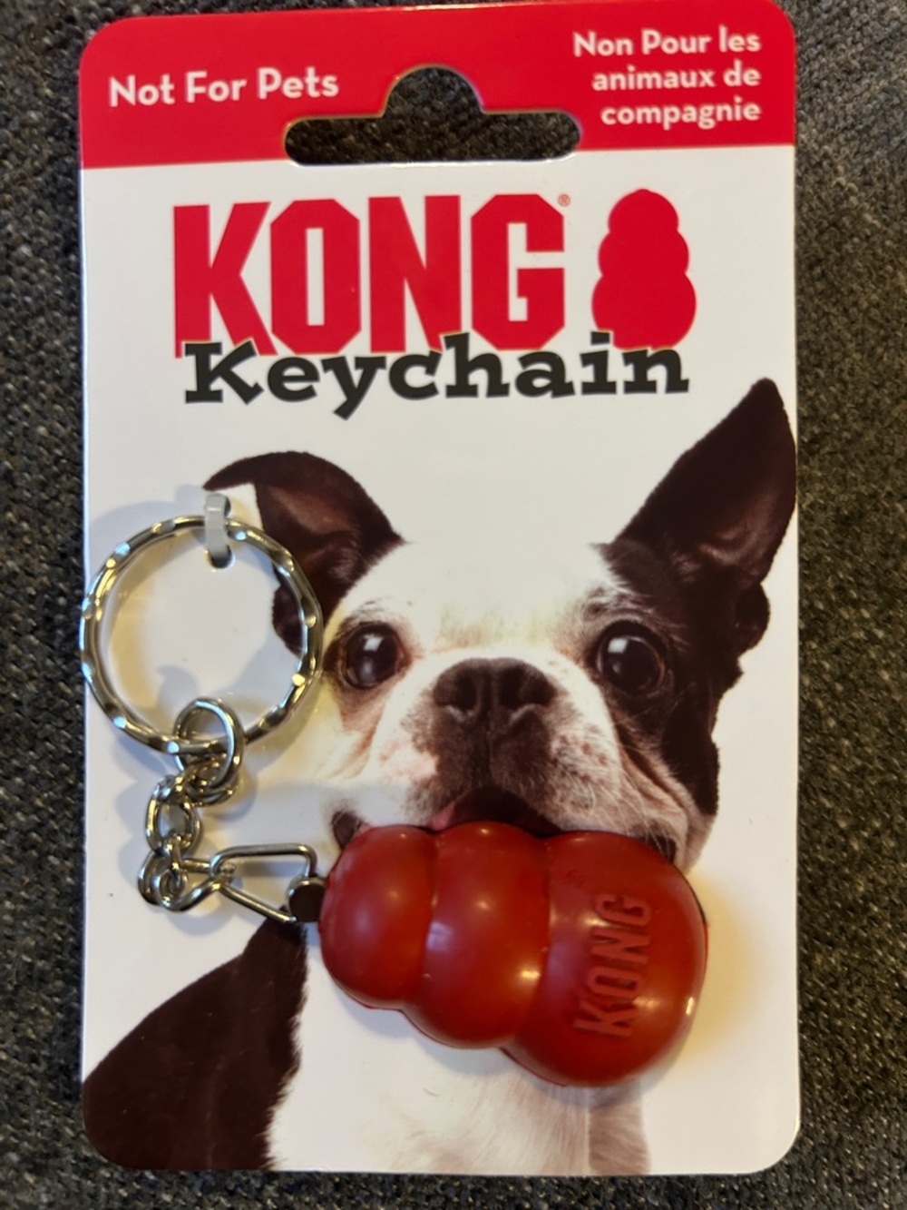 Kong Red Mini Keychain with Silver Hardware